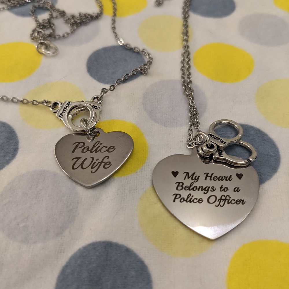Police Wife Necklace- Police Officer Love -Sheriff Wife - Trooper Wife Jewelry -